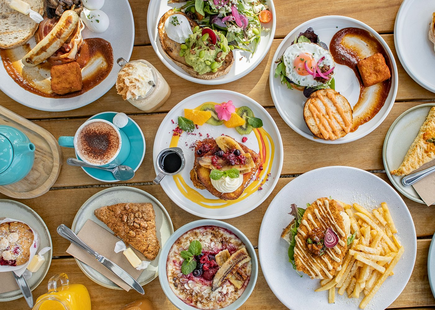 A brunch spread on the table at Equium Social
